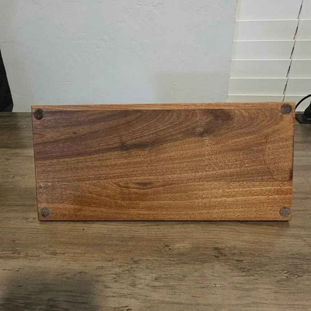 Vintage MCM Walnut Wood Mens Dresser Valet Tray Desk Catchall Organizer Caddy